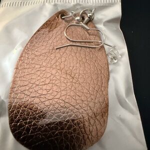 Rose Gold Textured Teardrop Leather Earrings